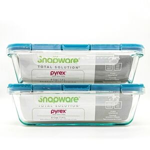 New Set of Two (2) Pyrex Snapware Total Solution Glass Food Storage Containers